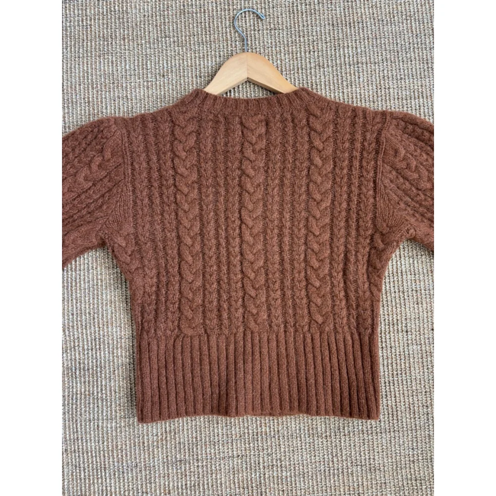DOEN Cable Knit Sweater Brown Size M - Picture 9 of 12